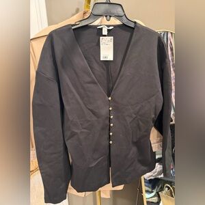 H&M Black Button-Up Women Size Medium NWT